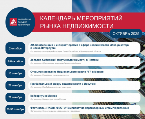 Календарь предстоящих мероприятий членов РГР в октябре 2025
